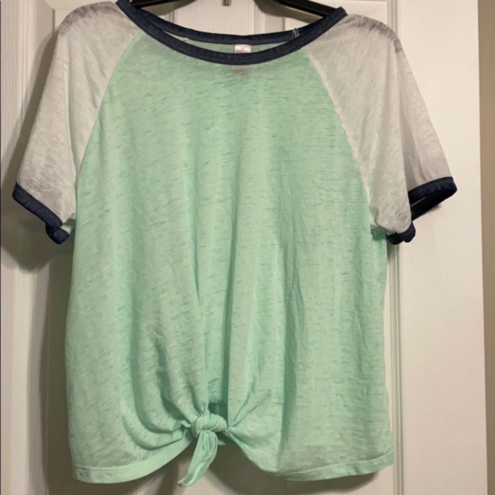 See-through cute mint and white top